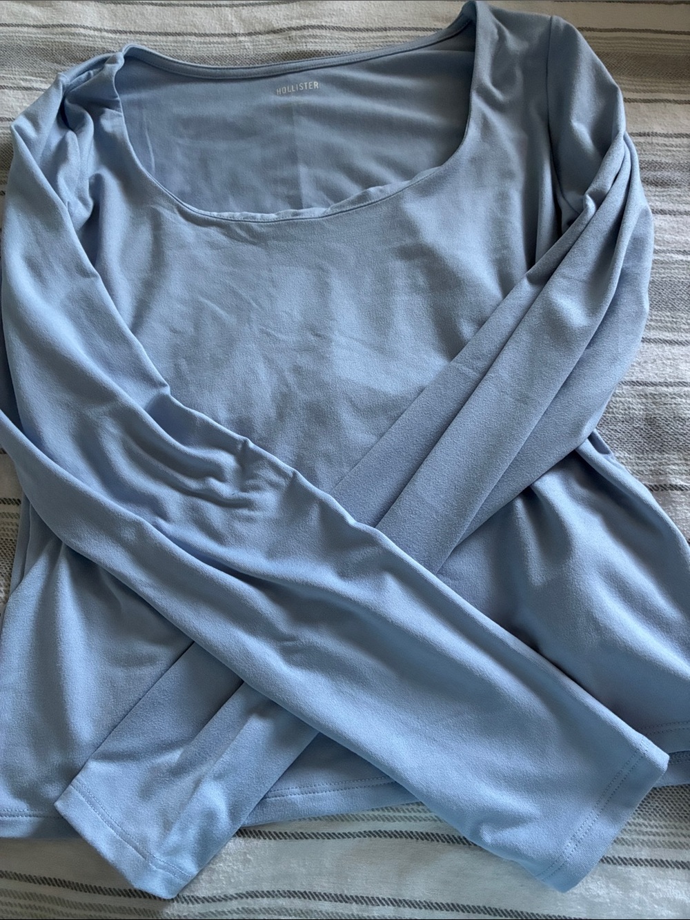 Hollister Powder Blue Long Sleeve Scoop Neck Top